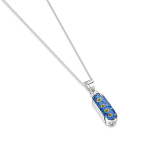 Forget-me-not silver lozenge pendant