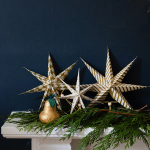 Gilded paper star decorations - pack of 3
