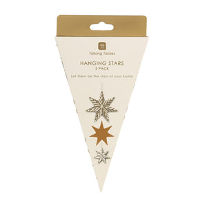 Gilded paper star decorations - pack of 3
