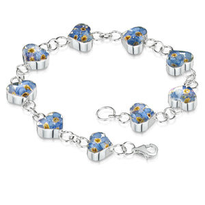 Forget-me-not silver heart bracelet