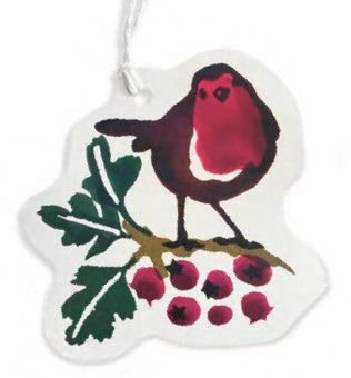 Emma Bridgewater robin and holly gift tag.