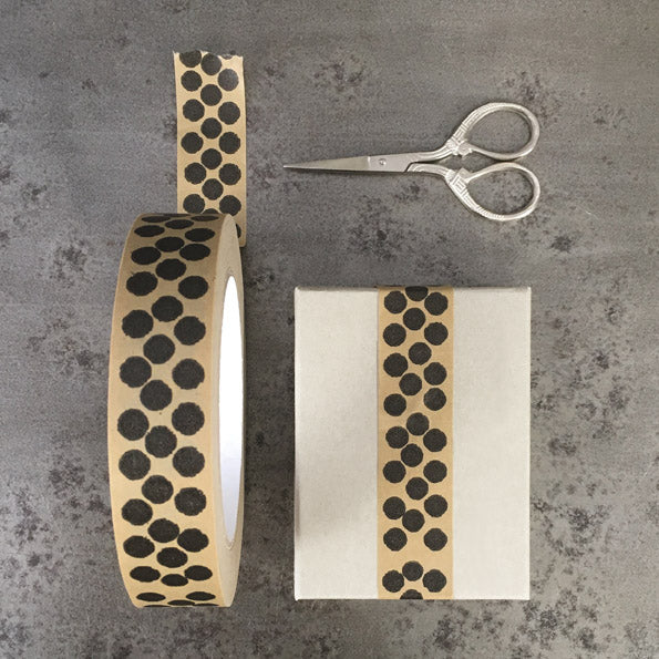 Wide brown tape - black dots