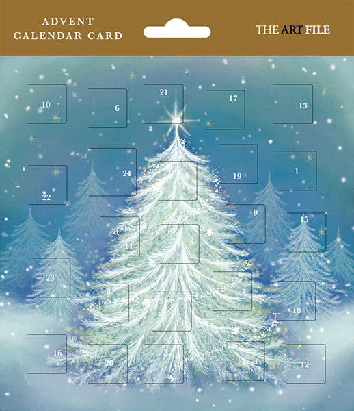 Silver tree advent calendar card