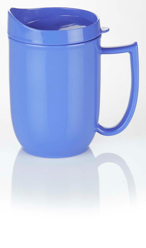 Blue mug with feeder lid