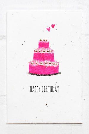Happy Birthday Pink Cake Seed Card