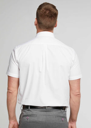 Hughey short sleeved easy care velcro shirt - white