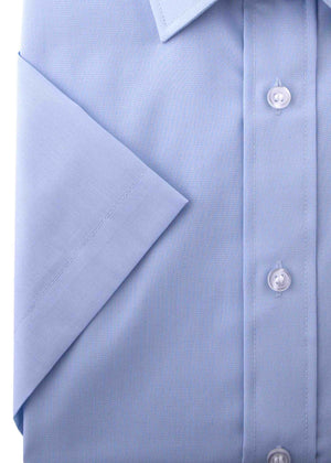 Hughey short sleeved easy care velcro shirt - light blue