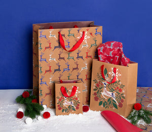 Kraft reindeer large gift bag