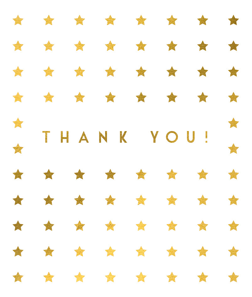 Thank you cards, gold star, mini pack 5 cards
