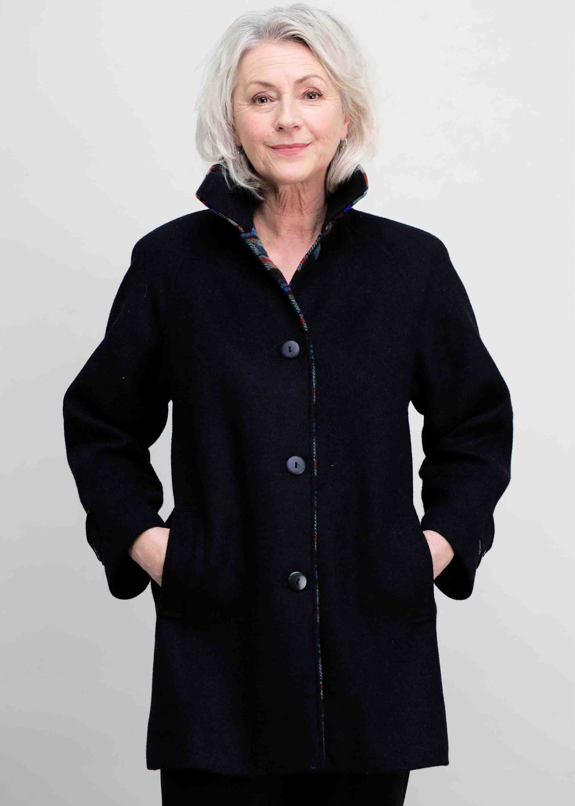 Marilyn wool blend easy fastening coat - black