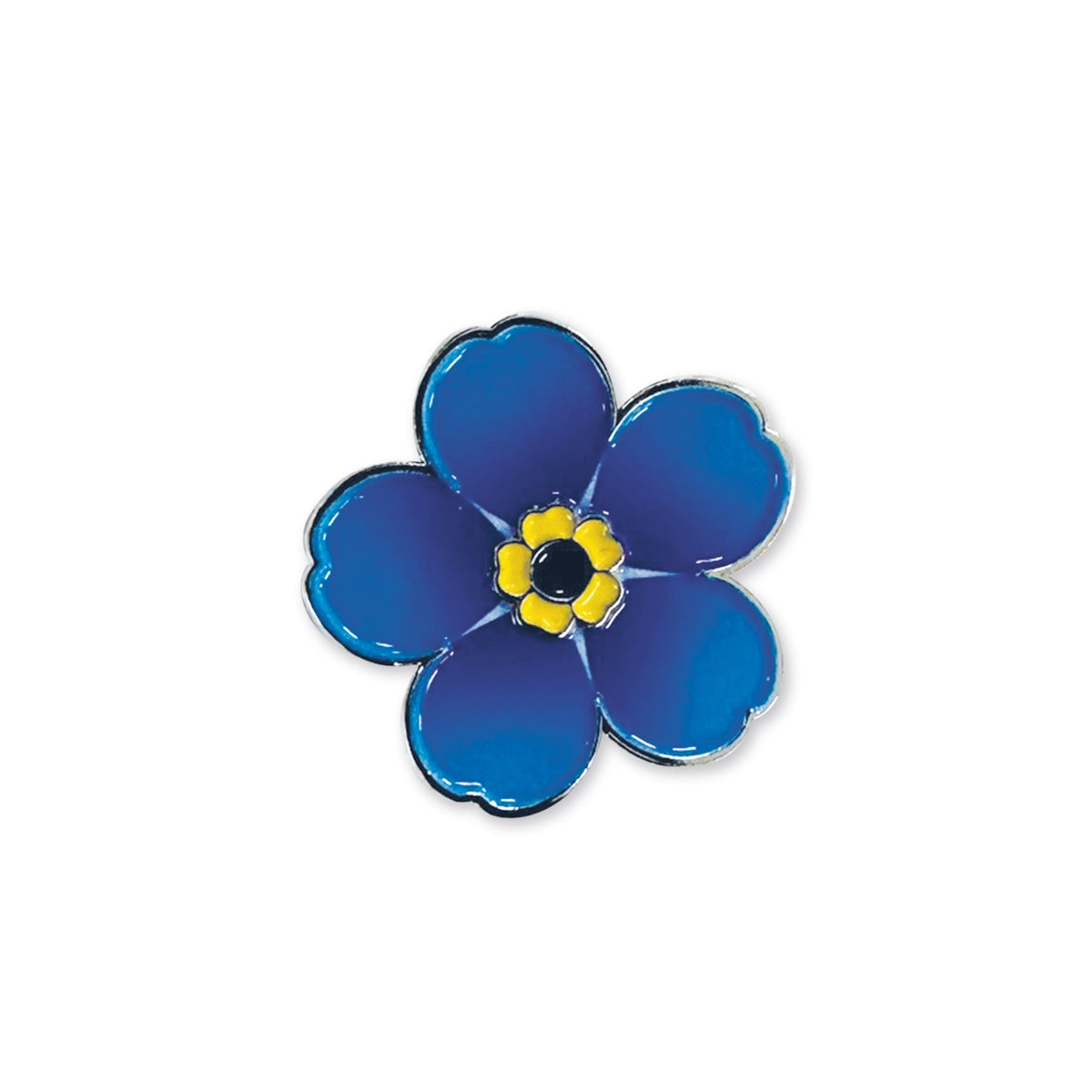 Blue enamel forget-me-not flower pin badge x 10