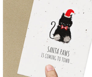 Eco Seed Christmas cat  - Single Card