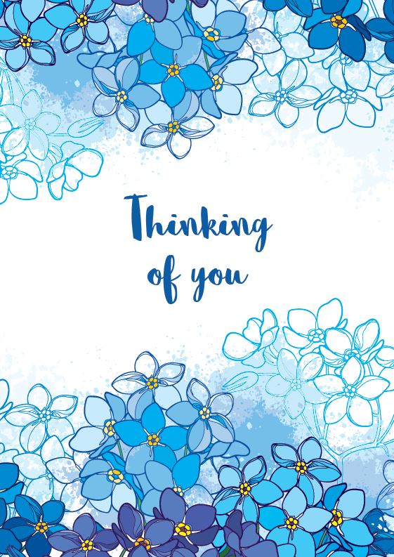 Thinking of you forget-me-not cards pack of 10