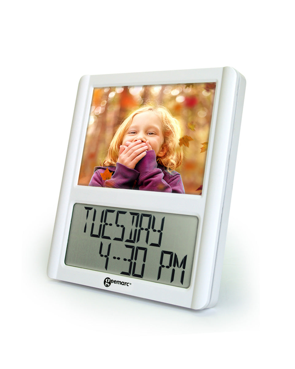 Digital clock with photo frame