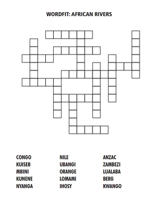 Wordfit puzzle for African rivers