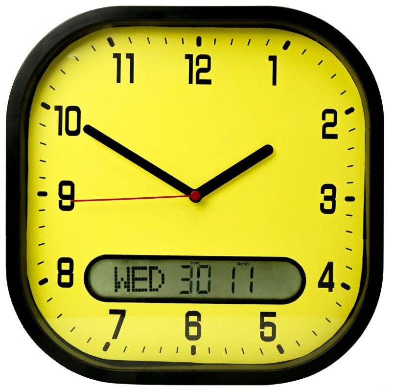 Day date wall clock yellow - VAT free