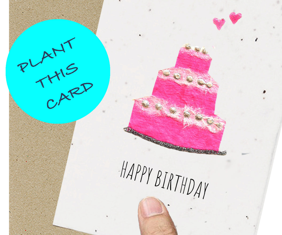 Happy Birthday Pink Cake Seed Card