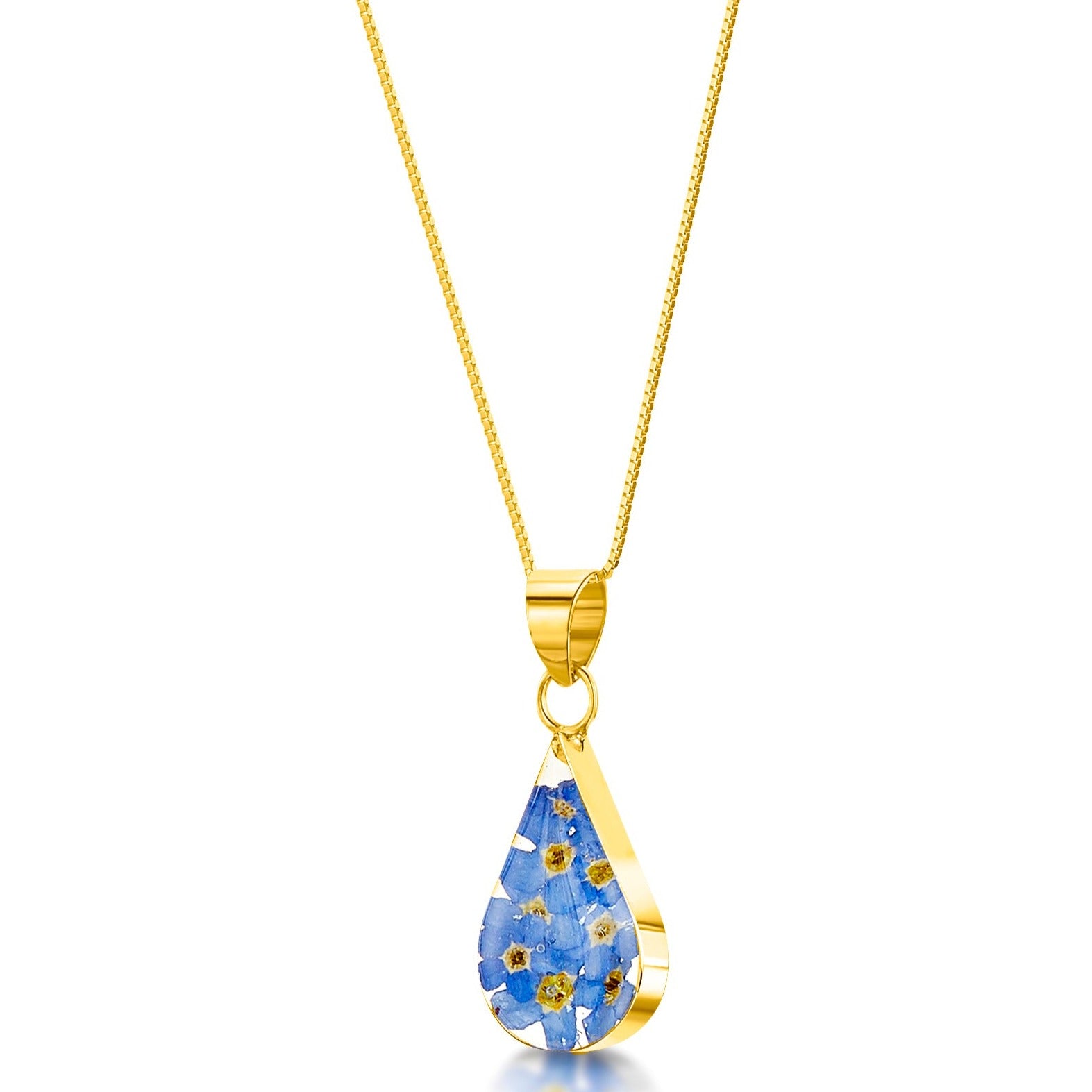 Forget-me-not gold-plated teardrop pendant