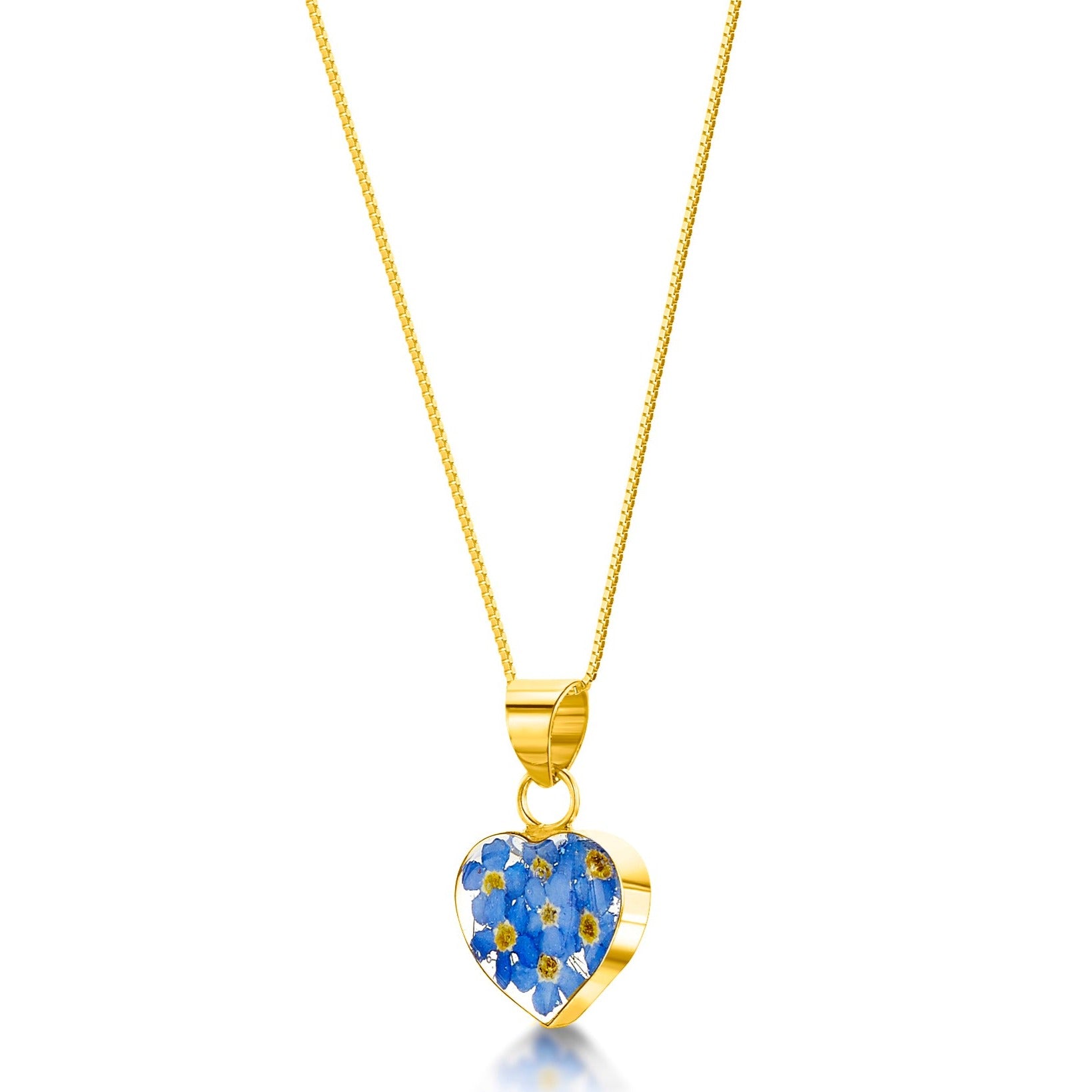 Forget-me-not gold-plated heart pendant