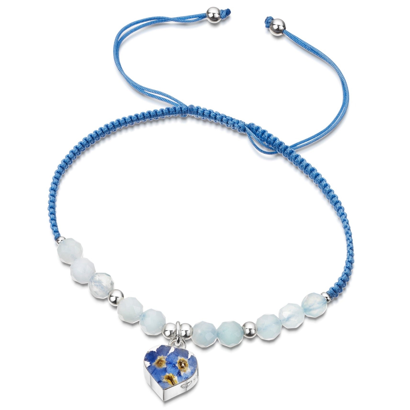 Forget-me-not heart gemstone bracelet