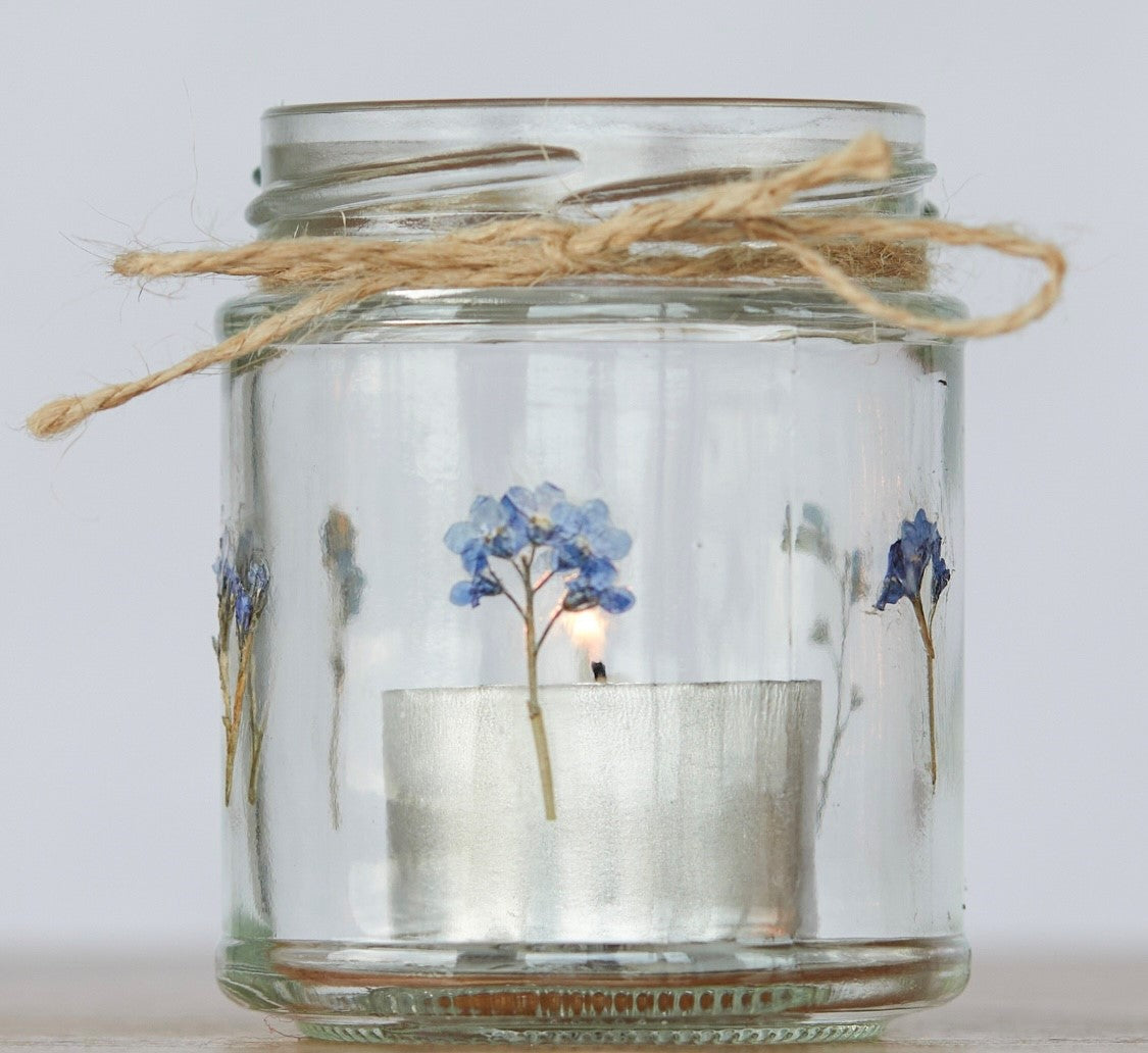 Forget-me-not tealight mason jar